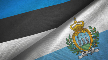 Estonia and San Marino two flags textile cloth, fabric texture