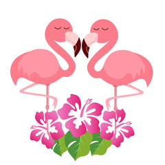 Pink cute pink flamingos vector illustration