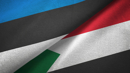 Estonia and Sudan two flags textile cloth, fabric texture