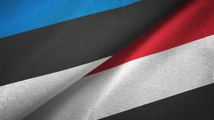 Estonia and Yemen two flags textile cloth, fabric texture