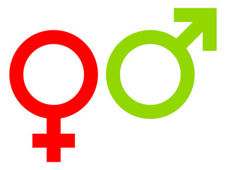 Symbole Weiblich & M&auml;nnlich Rot/Gr&uuml;n
