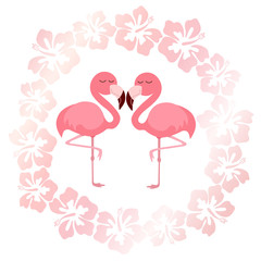 Pink cute pink flamingos vector illustration