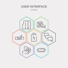 simple set of minus, add user, bubble speech, charging status icons, contains such as icons check square, close, compress and more. 64x64 pixel perfect. infographics vector