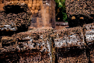 Wall fragment in a ruin of Angkor Wat