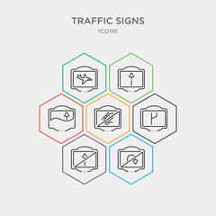 simple set of no turn right, no straight, crossroads, no fireworks icons, contains such as icons hump, ahead only, airport and more. 64x64 pixel perfect. infographics vector