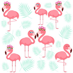 Pink cute pink flamingo vector illustration