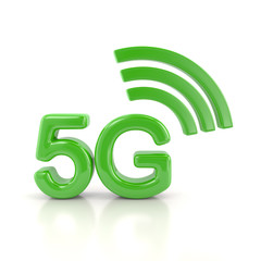 Green 5g wireless network icon 3d illustration