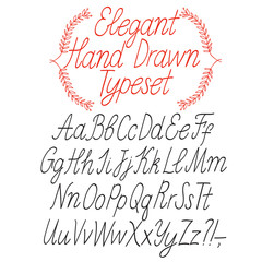 Elegant calligraphy vector font