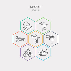 simple set of canoe sport, cycling, dart board, discus throw icons, contains such as icons diving sport, dodgeball, drifting and more. 64x64 pixel perfect. infographics vector