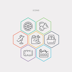 simple set of seam, sew pattern, sewing basket, sewing box icons, contains such as icons sewing craft, marker, spokes and more. 64x64 pixel perfect. infographics vector