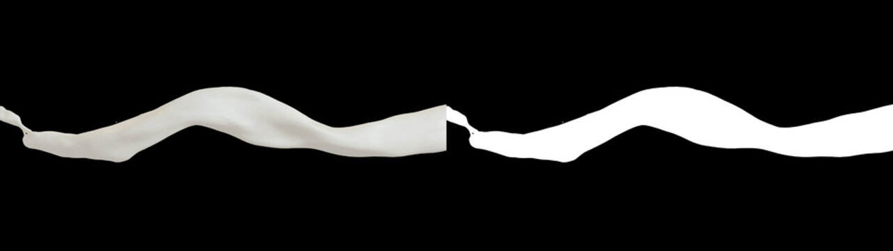 3D illustration of a milk flow with alpha layer