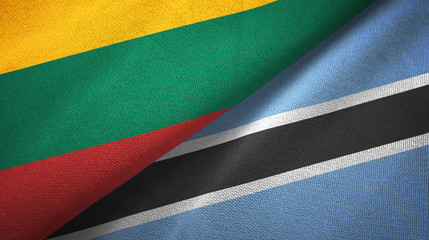 Lithuania and Botswana two flags textile cloth, fabric texture 