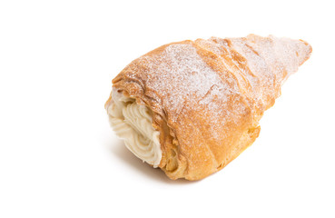 custard tubing with cream isolated