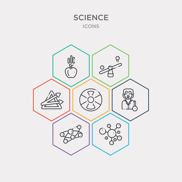 simple set of molecule, molecules, einstein, radiation icons, contains such as icons dispersion, seesaw, gravity and more. 64x64 pixel perfect. infographics vector