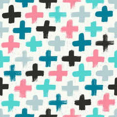 Fototapeta premium Hand drawn cross seamless pattern. Surface decoration.Vector illustration. Cloth design, wallpaper, wrapping.
