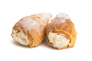 custard tubing with cream isolated