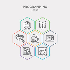 simple set of seo ranking, seo report, seo reputation, tags icons, contains such as icons tools, simulation, software and more. 64x64 pixel perfect. infographics vector