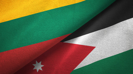 Lithuania and Jordan two flags textile cloth, fabric texture