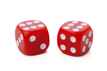 red dice isolated on white background