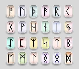 Full runet alphabet Futark isolated bright colors