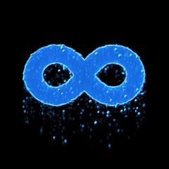 Wet symbol infinity is blue. Water dripping