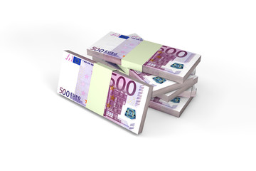 Stack of Five Hundred Euro Banknotes Render