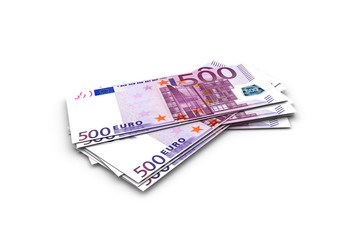 Obraz na płótnie Canvas Stack of Five Hundred Euro Banknotes Render