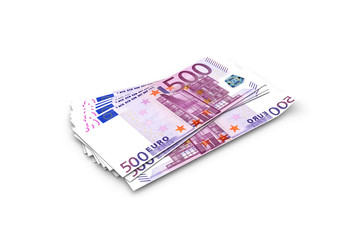 Stack of Five Hundred Euro Banknotes Render