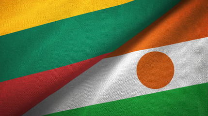 Lithuania and Niger two flags textile cloth, fabric texture