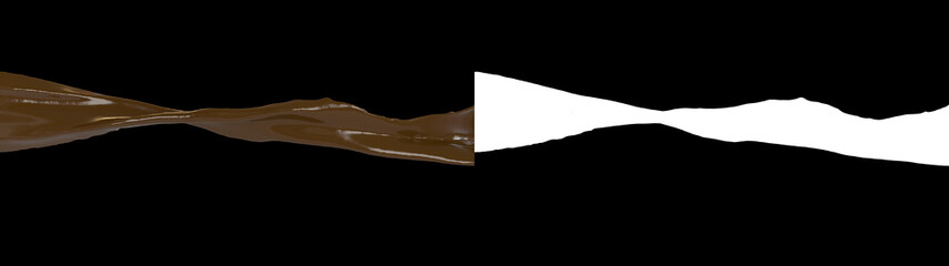 3D illustration of a chocolate flow with alpha   layer