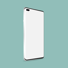 Left smartphone s10 mockup isolated on background
