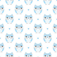 seamless cute cartoon owls birds pattern background