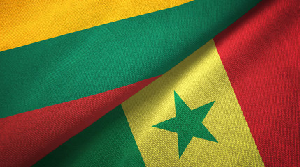 Fototapeta premium Lithuania and Senegal two flags textile cloth, fabric texture