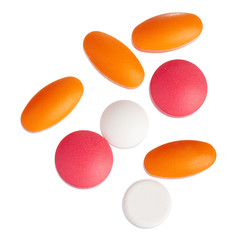 colorful pills isolated on white