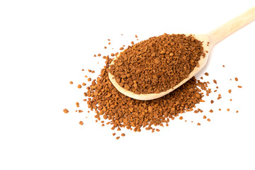 Granulated coffee isolated on white background.