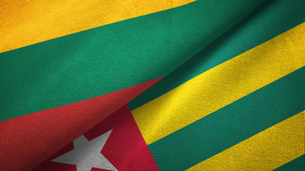 Lithuania and Togo two flags textile cloth, fabric texture