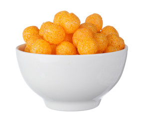 Peanut, corn puffs isolated with white background