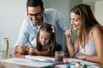 Happy family having fun time at home