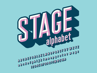 Chisel style alphabet design with uppercase, lowercase, number and symbols