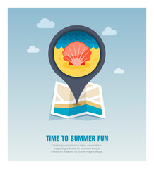 Seashell pin map icon. Summer. Vacation