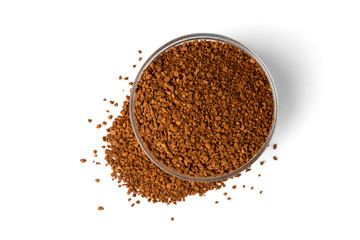 Granulated coffee isolated on white background.