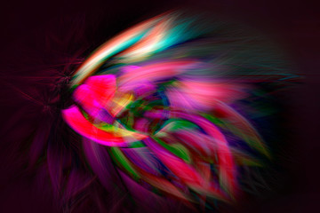 Fantasy colorful abstract illustration on black background. Digital art.