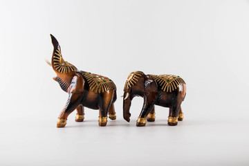 Elephant family carved from wood