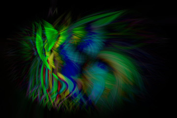Fantasy colorful abstract illustration on black background. Digital art.