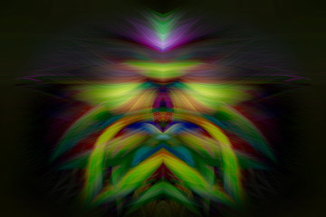 Fantasy colorful abstract illustration on black background. Digital art.