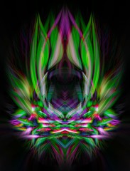 Fantasy colorful abstract illustration on black background. Digital art.