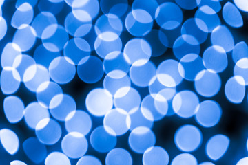 Abstract bokeh background. Soft defocused lights. Neon basic blue color