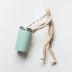 Concept and exhortation to use reusable mugs and metal straw for beverages to preserve the ecology of the planet. Top view. Save planet. Zero waste.