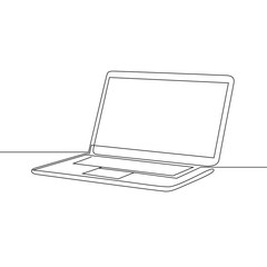 Continuous one line laptop, vector
