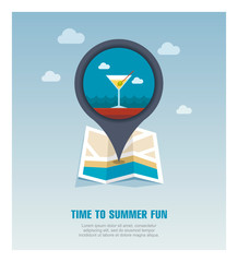 Martini. Cocktail pin map icon. Summer. Vacation